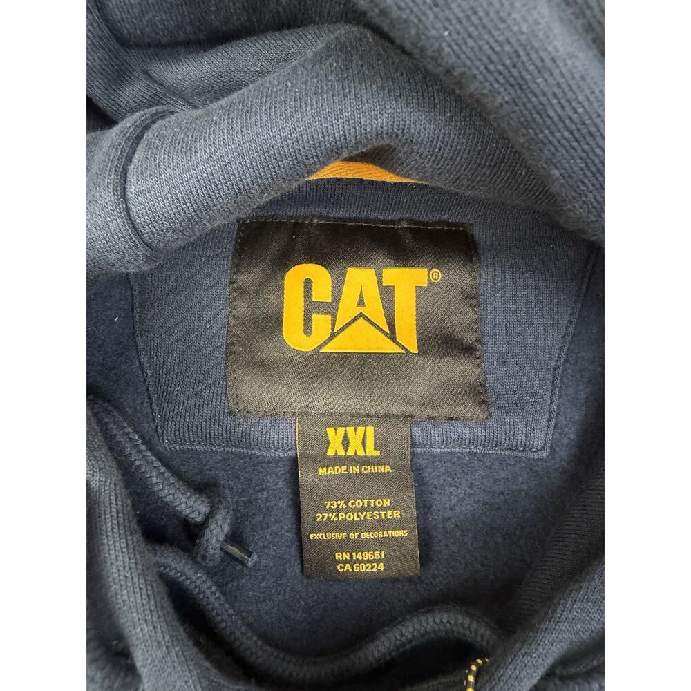 CAT Caterpillar Hoodie Men’s XXL Navy Blue Embroidered Logo Pullover NWT - Picture 5 of 10